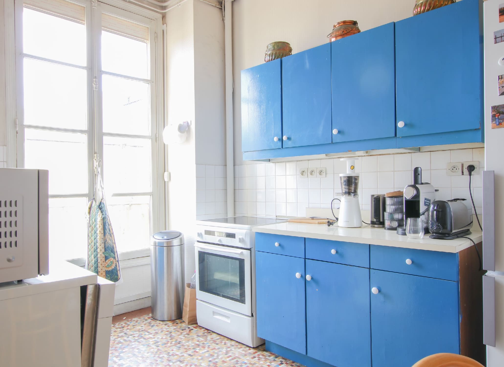 Cuisine avant travaux du projet Maison Bleue