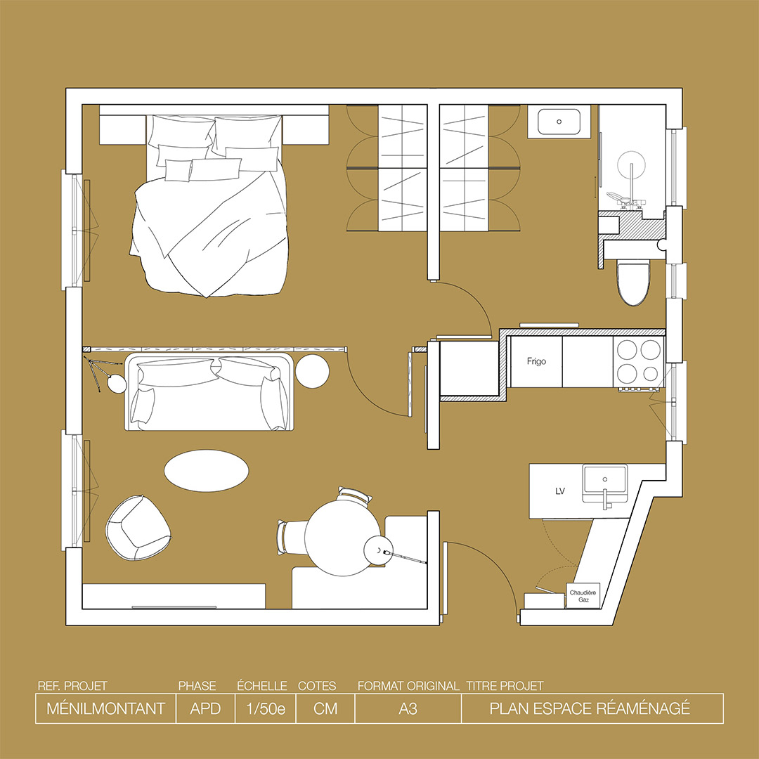 Plan du projet Ménilmontant par Atelier Bons Jours - Avant rénovation