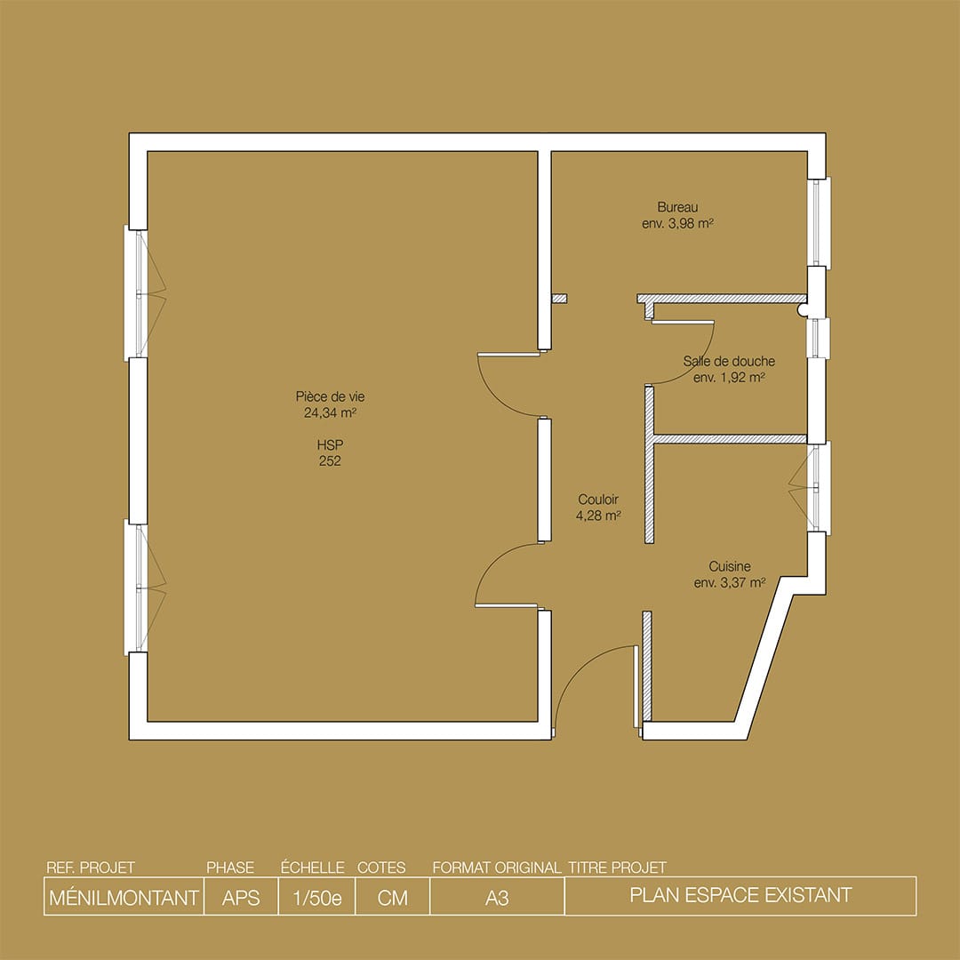 Plan du projet Ménilmontant par Atelier Bons Jours - Avant rénovation