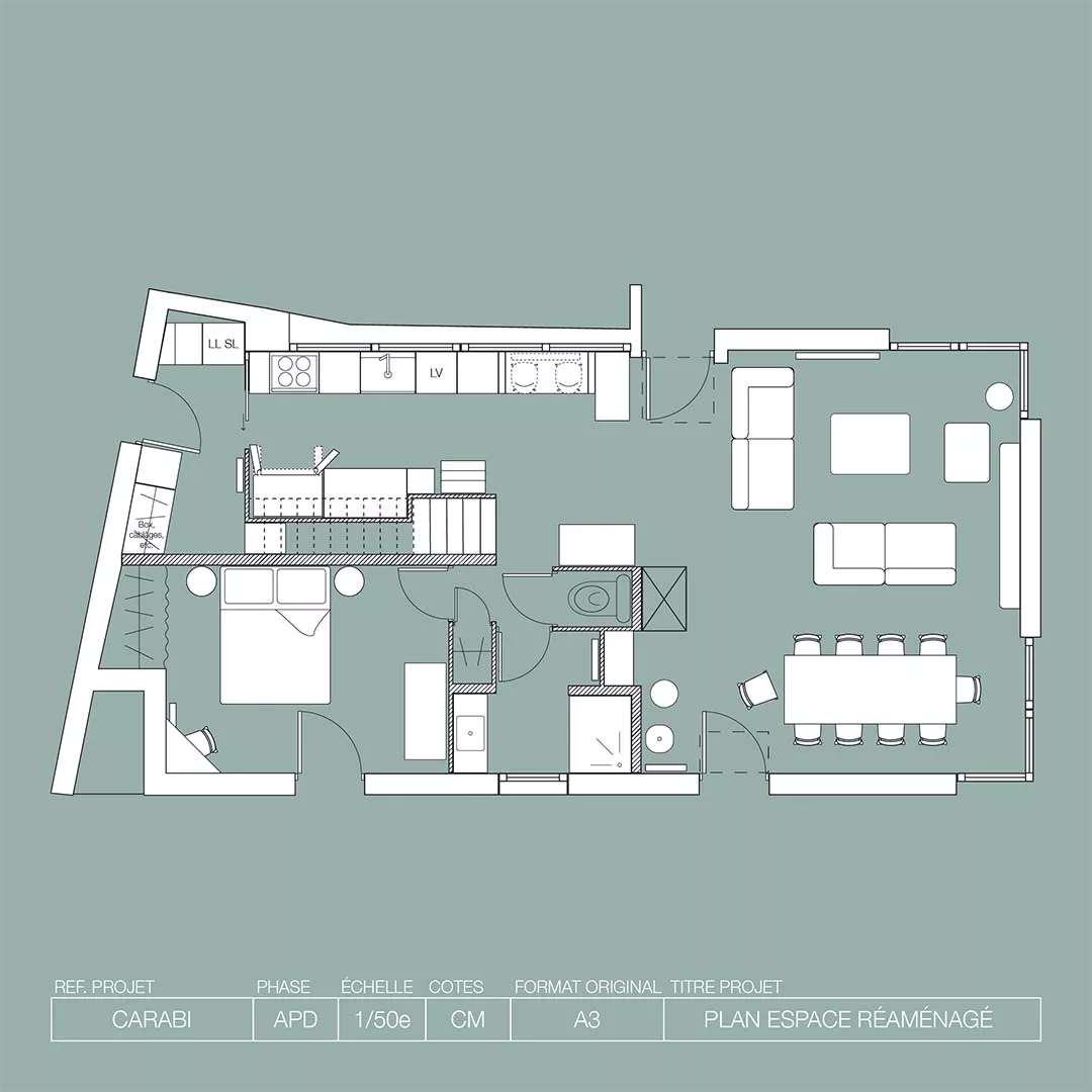 Plan agencement avant rénovation Projet Carabi Atelier Bons Jours